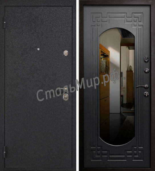 Дверь порошковое напыление и МДФ с зеркалом  арт. м-5